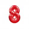 Globo Foil Número 8 en color rojo brillante de 110 cm, ideal para eventos y celebraciones memorables