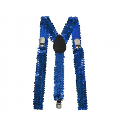 Tirantes azul cobalto con lentejuelas brillantes, ajustables y elegantes para eventos y disfraces.