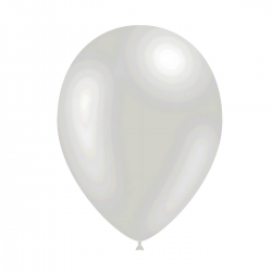 Pack de 50 globos de látex plata metalizado, 28 cm de diámetro, perfectos para decoraciones elegantes y sofisticadas.