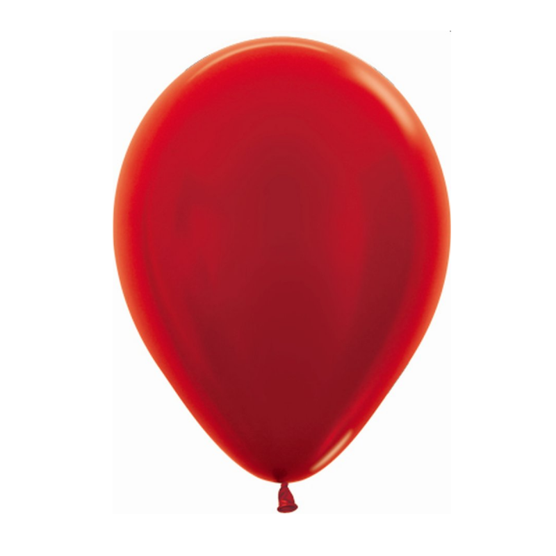 Globo Látex R12 Sempertex Rojo Metalizado, 30cm de diámetro, ideal para decoraciones elegantes. Bolsa de 50 unidades.