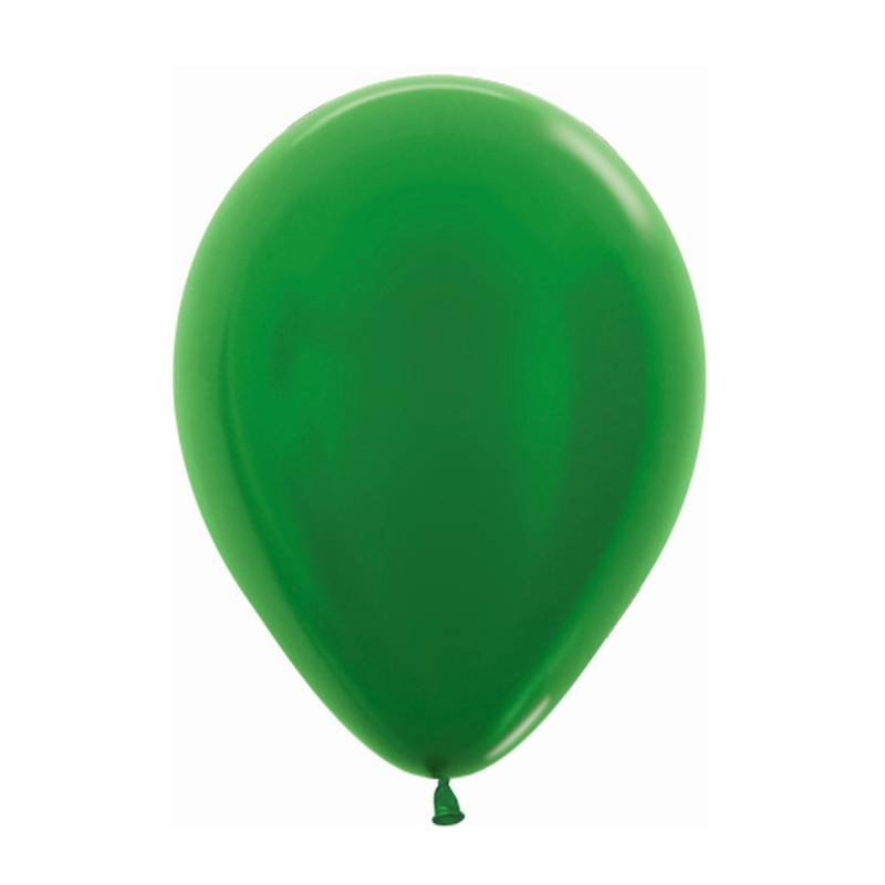 Globo Látex R12 Sempertex Verde Metalizado, 30cm de diámetro, ideal para decoraciones y eventos. Bolsa de 50 unidades.