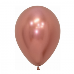Globo Látex R12 Sempertex Reflex Rosa Dorado con acabado metálico. Bolsa de 50 unidades, perfectos para decoraciones elegantes.