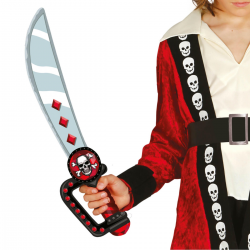 Espada de foam de 53 cm en color azul, ideal para disfraces de piratas y guerreros medievales.