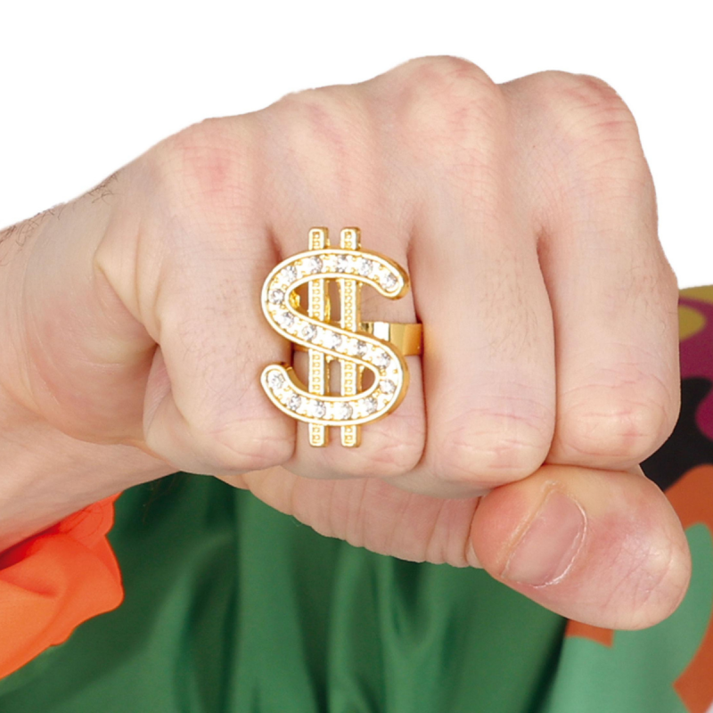 Anillo Dólar Dorado Metálico