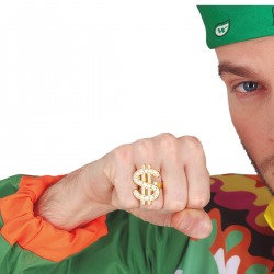 Anillo Dólar Dorado Metálico