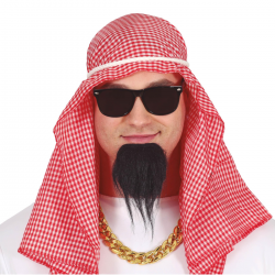 Conjunto Árabe Hombre Tocado Rojo, Barba y Gafas de Sol