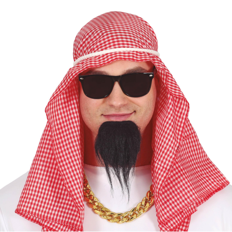 Conjunto Árabe Hombre Tocado Rojo, Barba y Gafas de Sol