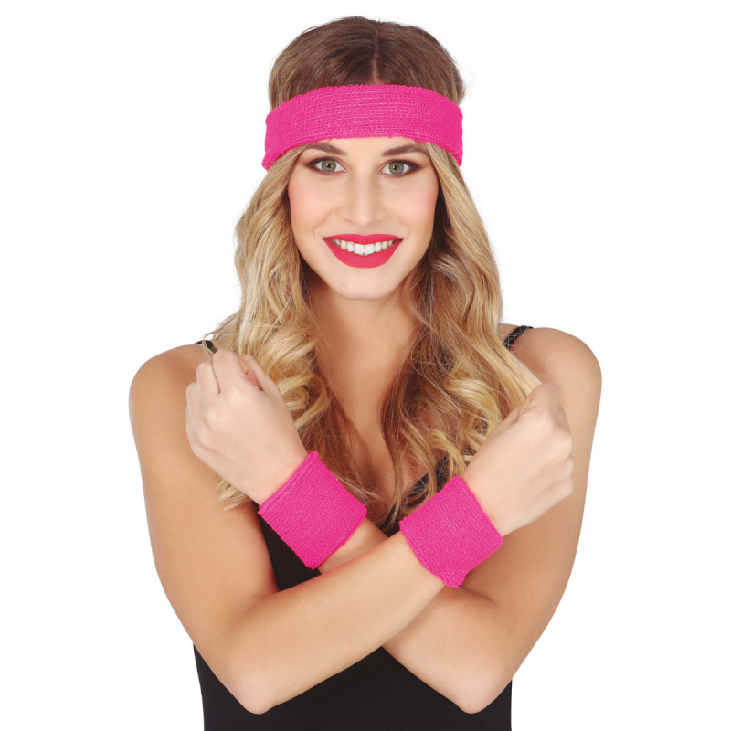 Conjunto de Cinta y Muñequeras Fucsia