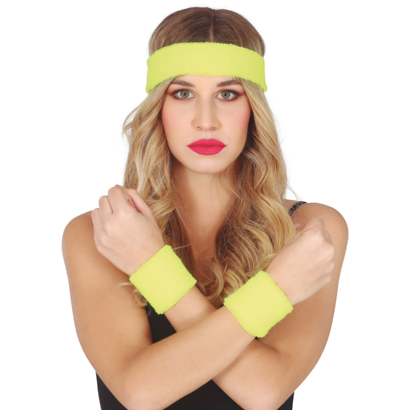 Conjunto de Cinta y Muñequeras Amarillas