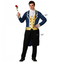Disfraz de príncipe azul para hombre adulto con chaqueta larga y pantalón, ideal para Carnaval y fiestas temáticas
