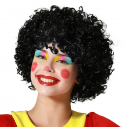 Peluca de rizos de payaso negra, accesorio para disfraces de circo y comedia