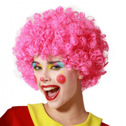 Peluca de rizos de payaso fucsia, accesorio ideal para disfraces de circo y Carnaval