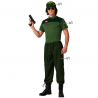 Disfraz de Guardia Civil para adulto con gorra, camiseta verde y pantalón largo, ideal para Carnaval y fiestas temáticas.
