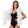Boa de plumas blanca de 85g, ideal para disfraces de cabaret, charlestón y fiestas de disfraces elegantes.