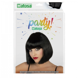 Peluca Corta Lisa con Flequillo Morena