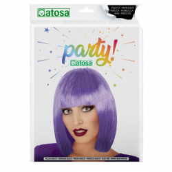 Peluca Lisa Larga con Flequillo Morada