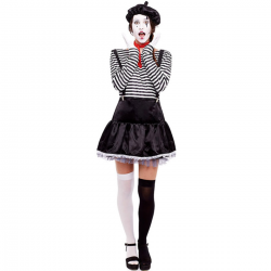 Disfraz de Mimo a Rayas para Mujer