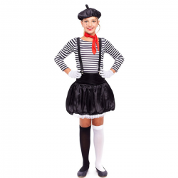 Disfraz de Mimo a Rayas para Niña