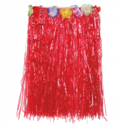 Falda Hawaiana Roja con Flores 50 cm
