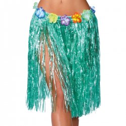 Falda Hawaiana Verde con Flores 50 cm