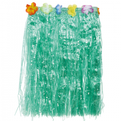 Falda Hawaiana Verde con Flores 50 cm