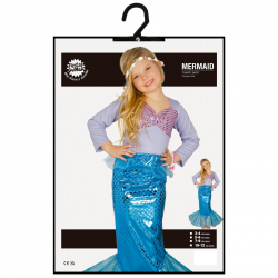 Disfraz de Sirena Azul para Niña con Falda y Camiseta