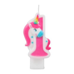 Vela Unicornio Rosa Números