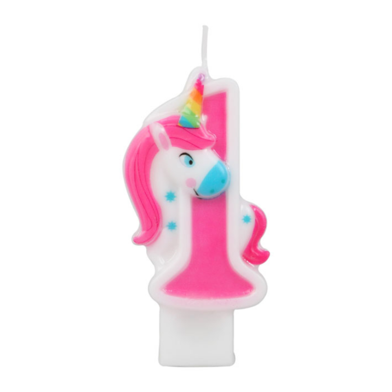 Vela Unicornio Rosa Números