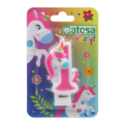 Vela Unicornio Rosa Números