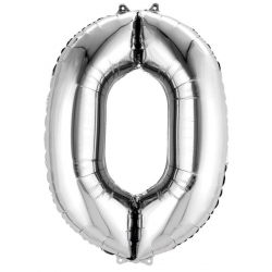Globo Foil Número 0 Plata 110 cm