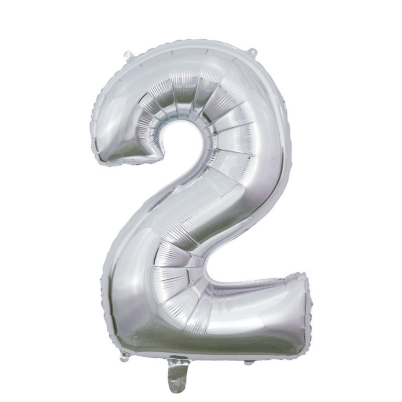 Globo Foil Número 2 Plata 110 cm