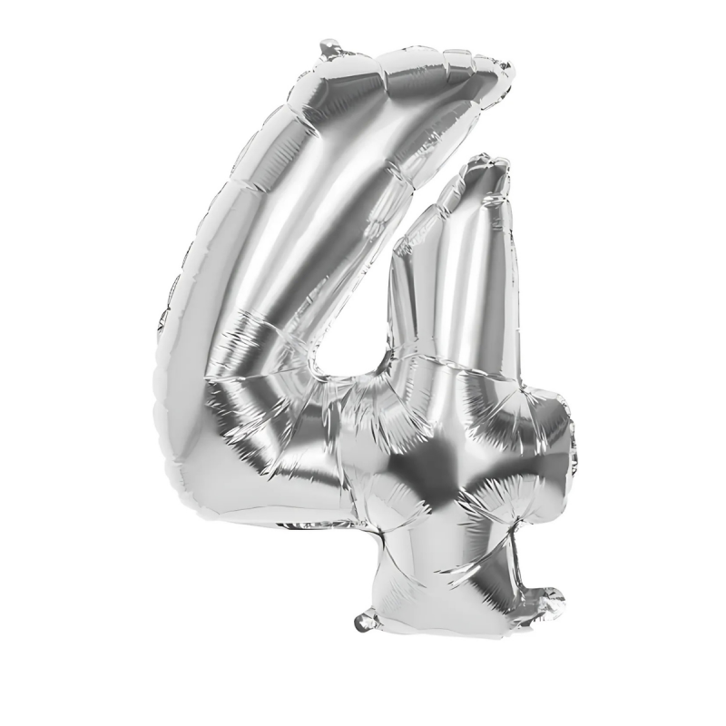 Globo Foil Número 4 Plata 110 cm