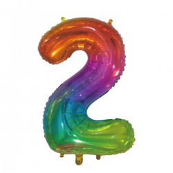 Globo Foil Número 2 Rainbow 110 cm