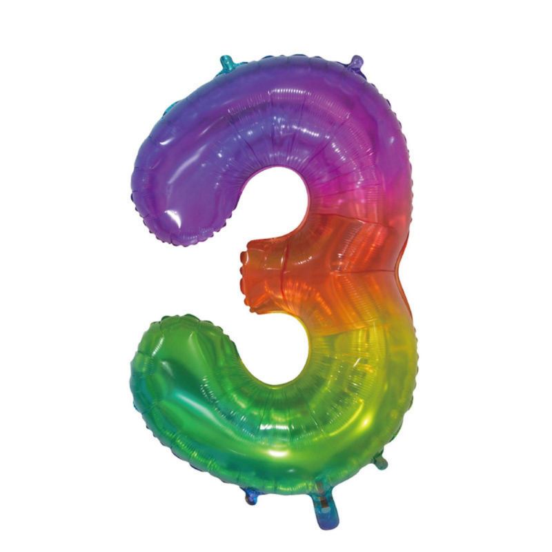 Globo Foil Número 3 Rainbow 110 cm