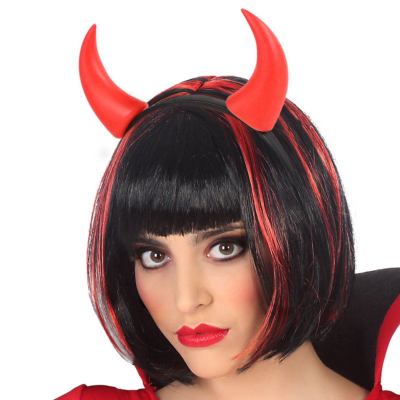 Diadema Cuernos Demonio con Luz LED Roja