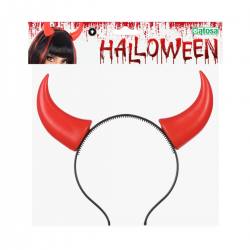 Diadema Cuernos Demonio con Luz LED Roja