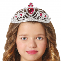 Diadema Plateada Infantil con Corazón Rojo