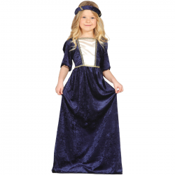 Disfraz de Dama Medieval Azul Niña