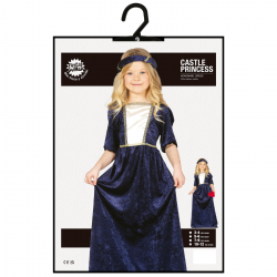 Disfraz de Dama Medieval Azul Niña