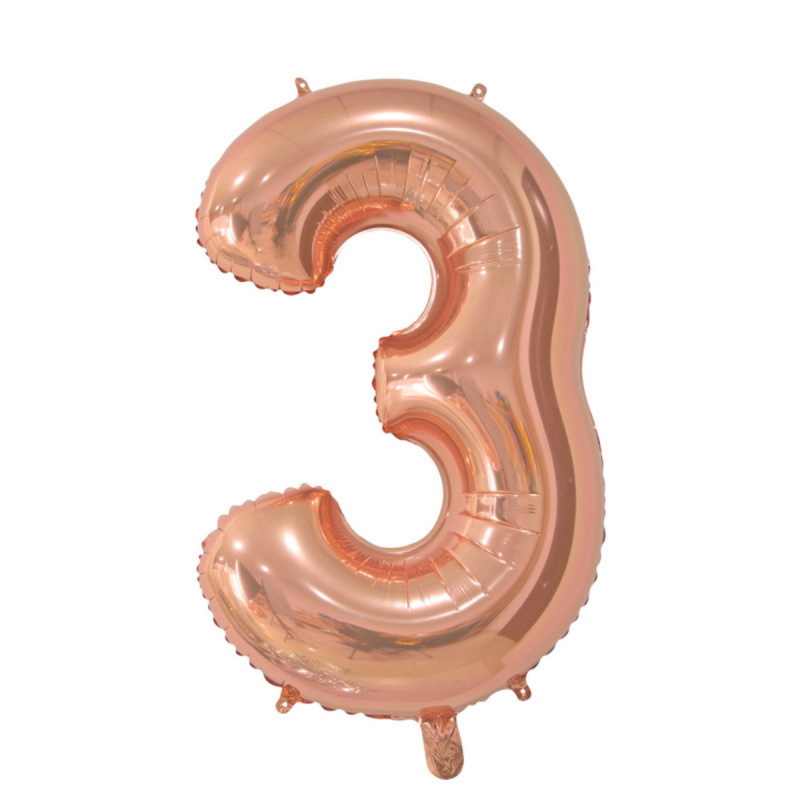 Globo Foil Número 3 Oro Rosa 110 cm