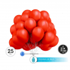 Globos Rojos Látex 35 cm pack 25 unidades
