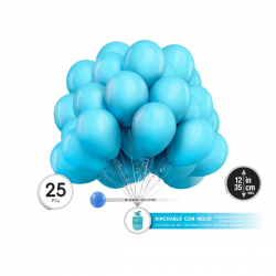 Globos Azul Claro Látex 35 cm pack 25 unidades