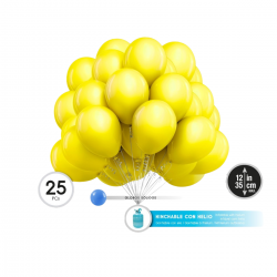 Globos Amarillo Látex 35 cm pack 25 unidades