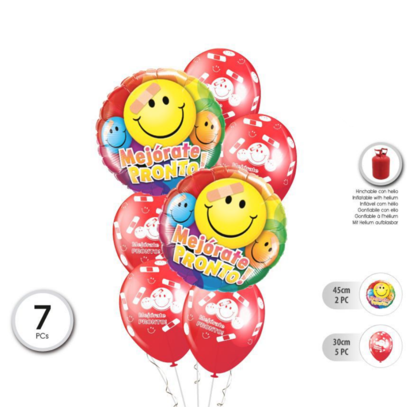 Conjunto de Globos “Mejórate Pronto” Pack 7 uds.
