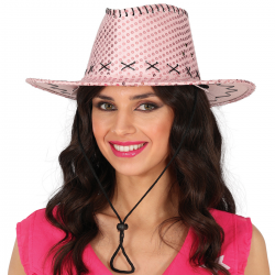 Sombrero Vaquero Rosa con Lentejuelas
