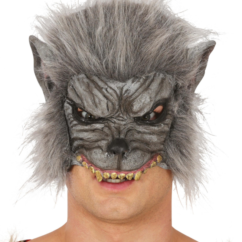 Media Máscara de Hombre Lobo de Vinilo para Adulto