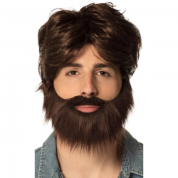 Peluca y Barba "Dude" Castaño para Adulto