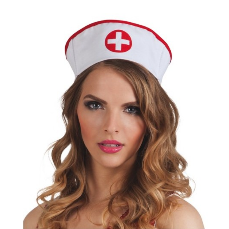 Gorra de Enfermera Blanca con Cruz Roja
