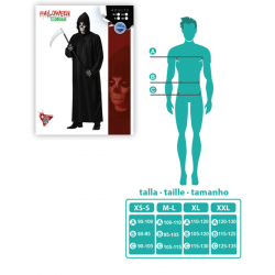 Disfraz Hombre Adulto Tenebroso con Túnica Negra y Capucha