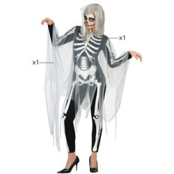 Disfraz Esqueleto Mujer Adulto con Capa Translúcida